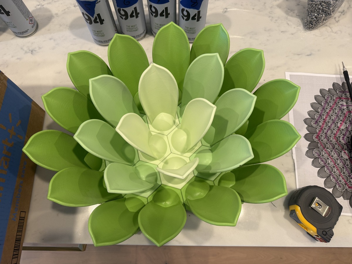 Succulent 3D Wall Art detail